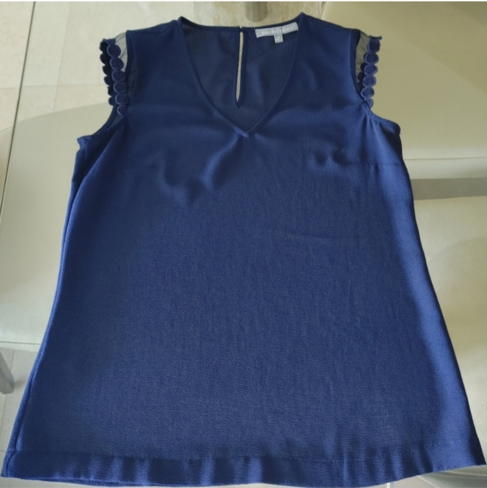 Daniel Rainn Jarvis Mesh Sleeve Detail Blouse - Navy - XS Petite - Picture 3 of 6